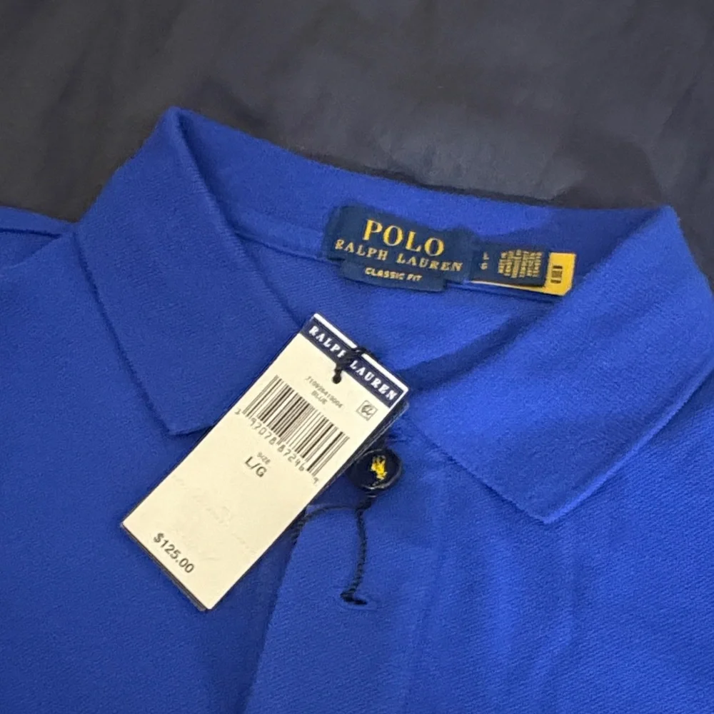 Polo Ralph Lauren Big Pony Polo Shirt Blue Multicolor Logo Size L NWT